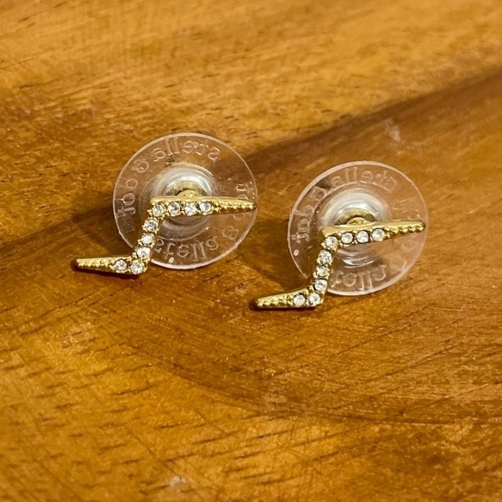 Rhinestone Lightning Bolt Earrings